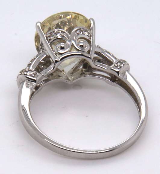 Sterling Silver Pear Shaped Yellow Cubic Zirconia Ring