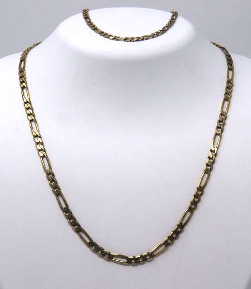 Italian Sterling Silver Figaro Necklace and Bracelet