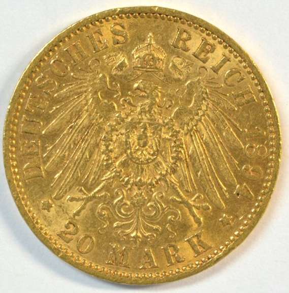 Very Scarce BU 1874 Germany (Prussia) 20 Marks Gold Piece