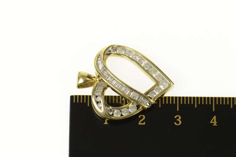10K Yellow Gold Classic Diamond Wavy Heart Love Symbol Pendant