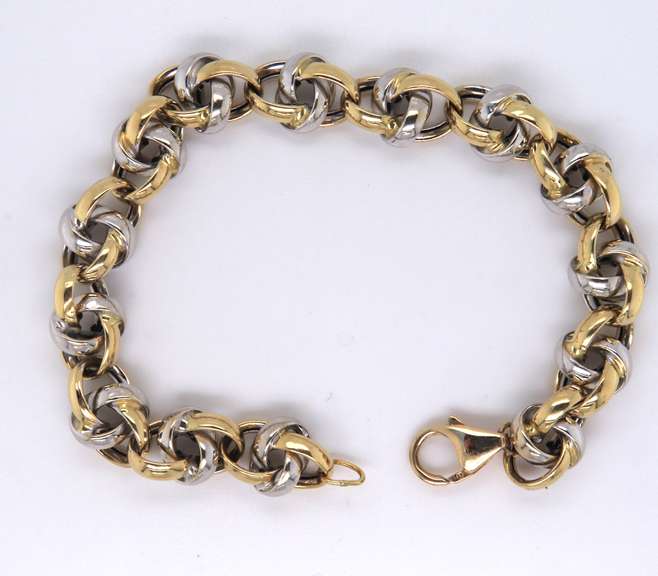 Fancy 2 Tone Italian Style Link Bracelet