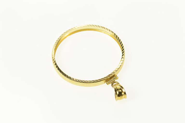14K Yellow Gold 31mm Coin Holder Bezel Grooved Round Pendant