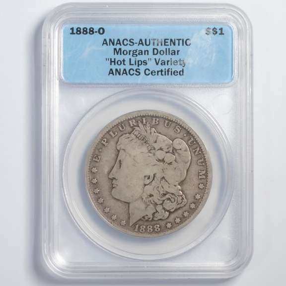 1888 O Hot Lips Morgan Dollar ANACS Holder
