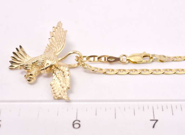 Sensational Eagle Pendant Necklace in 14k Yellow Gold
