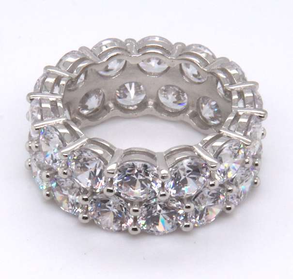 Sterling Silver Cubic Zirconia Wide Band