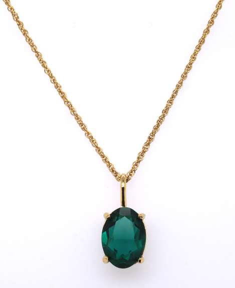 Green Cubic Zirconia Pendant on Chain