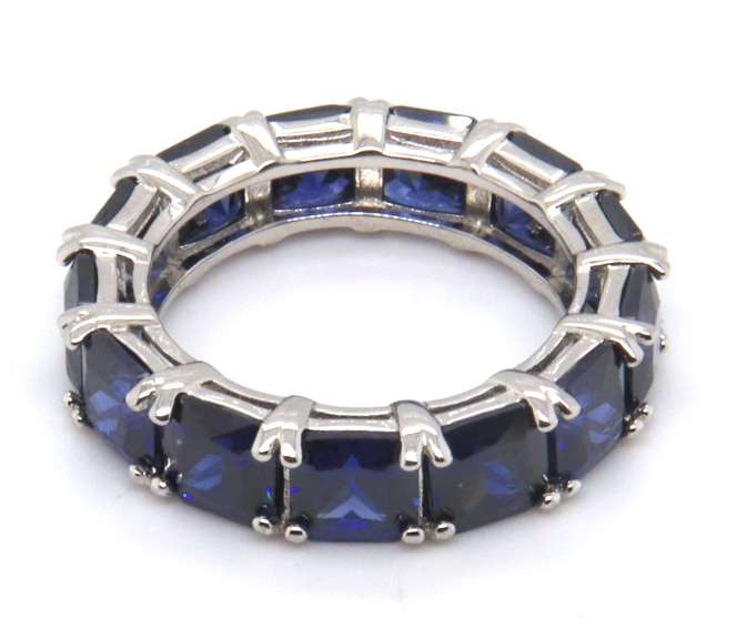 Sterling Silver Navy Cubic Zirconia Band