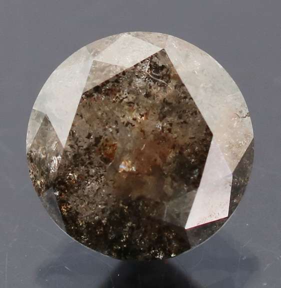 Exquisite .98ct smooth cut gray and black Diamond solitaire