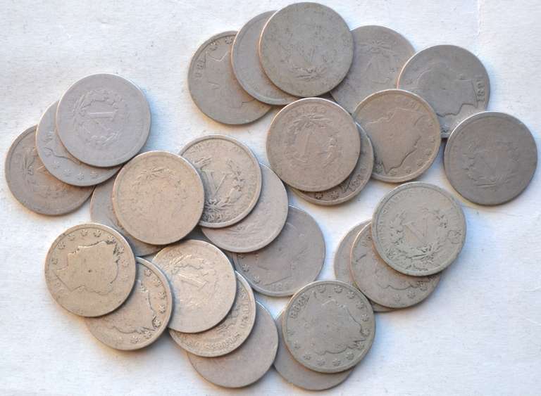 V Nickels 1890 Era Lot
