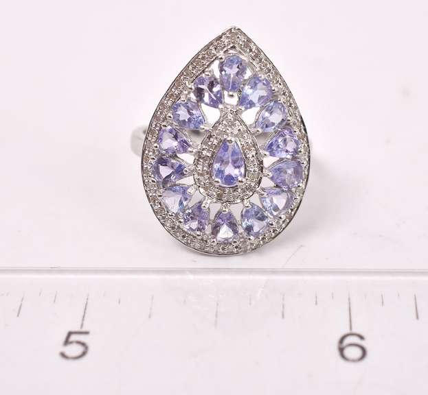 Incredible Purple Gemstone Ring in White Gold