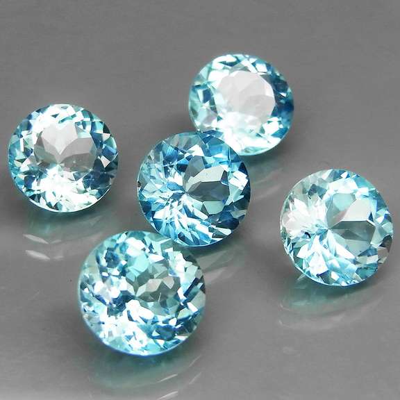 Matched! 5 piece 16.28ct full fire sky blue Topaz set