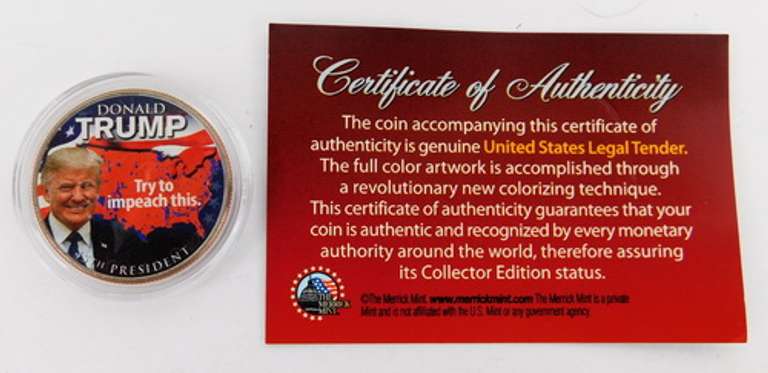 Donald Trump Colorized Half Dollar Coin w/COA