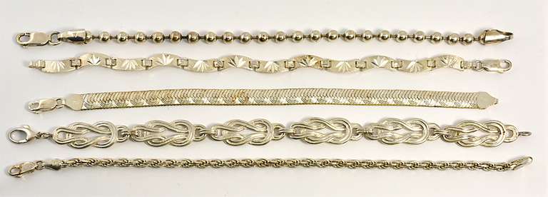 Diverse Group of 5 Sterling Bracelets
