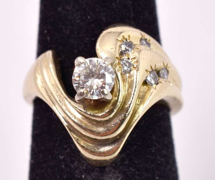 Fancy Freestyle Diamond Ring in 14K Yellow Gold