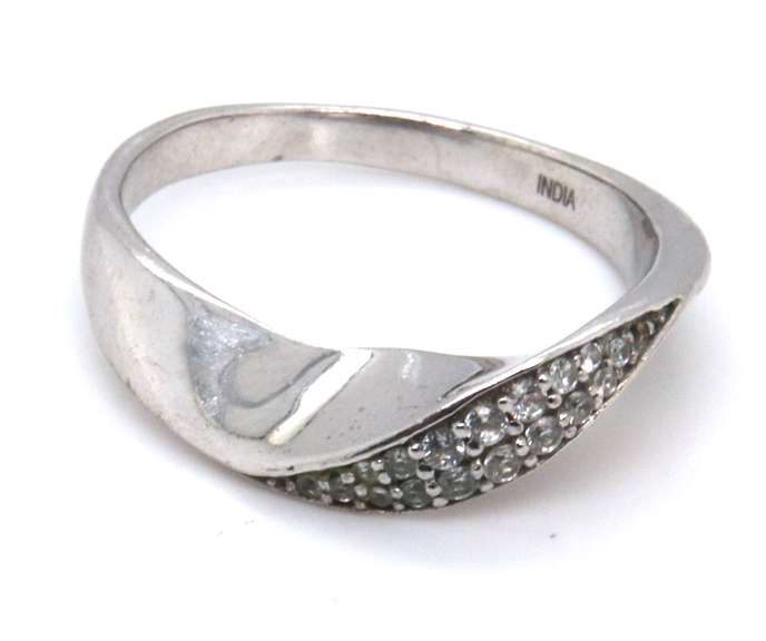 Lot of 2 Sterling Silver Cubic Zirconia Bands