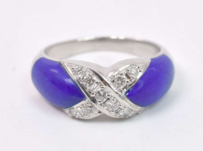 Lush Lapis and Diamond Ring in Platinum