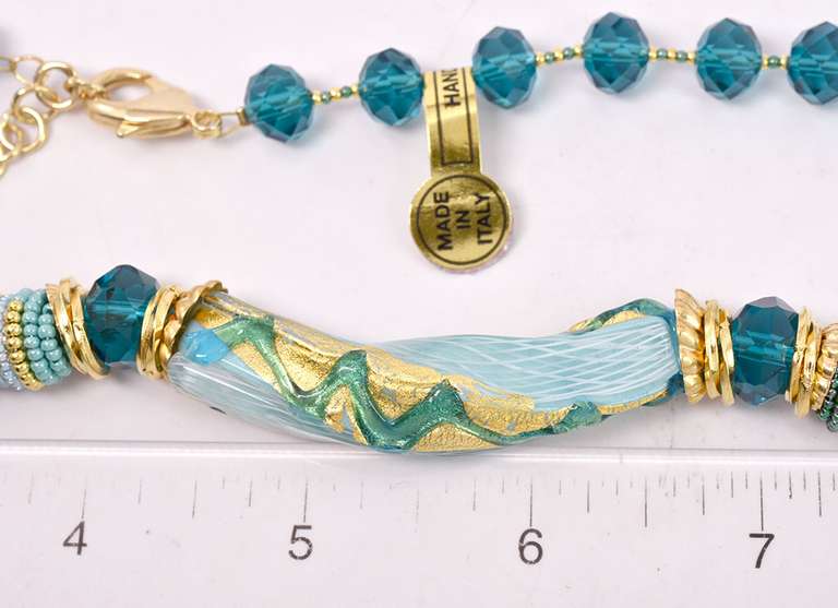 Incredible Italian Made, Hand Blown Art Glass with Gold Leaf, Necklace