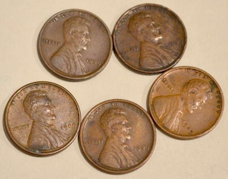 4 1909 VDB Type Lincoln Cents