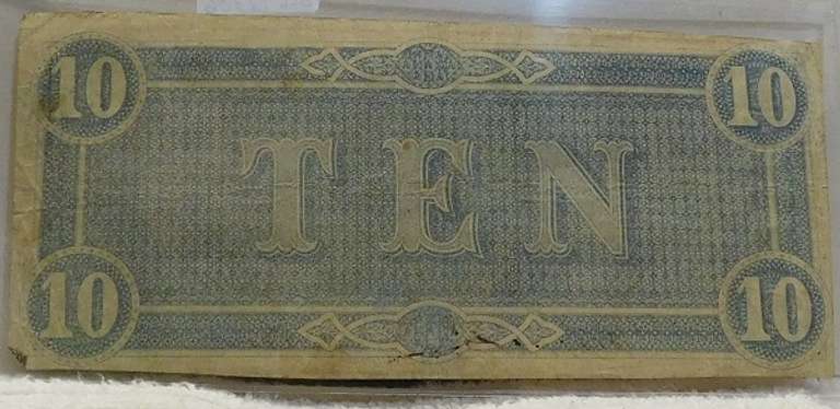 Confederate: 1864  $10 Richmond, circ, signed & numbered