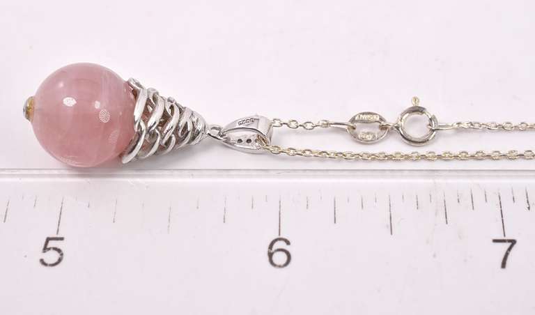 Ravishing Rose Quartz Pendant Necklace in Sterling Silver