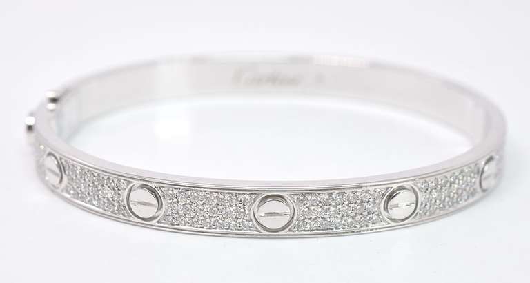 Incredible 18K White Gold Cartier Pave Diamond Bracelet