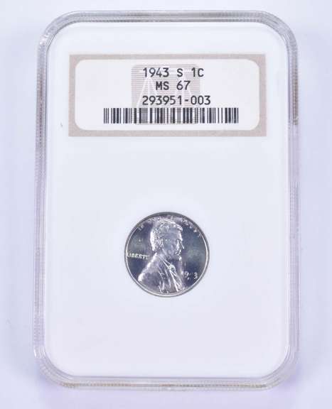 MS67 1943-S Lincoln Wheat Cent - Graded NGC