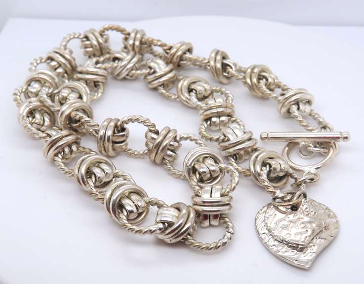 Vintage Sterling Silver Necklace with Toggle Clasp