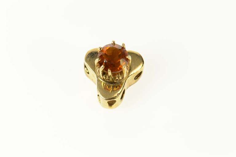 14K Yellow Gold Ornate Citrine Clover Slide Bracelet Charm/Pendant