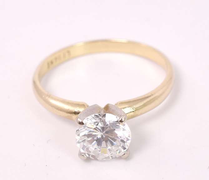 Sparkling Solitaire CZ Ring in 14K Yellow Gold