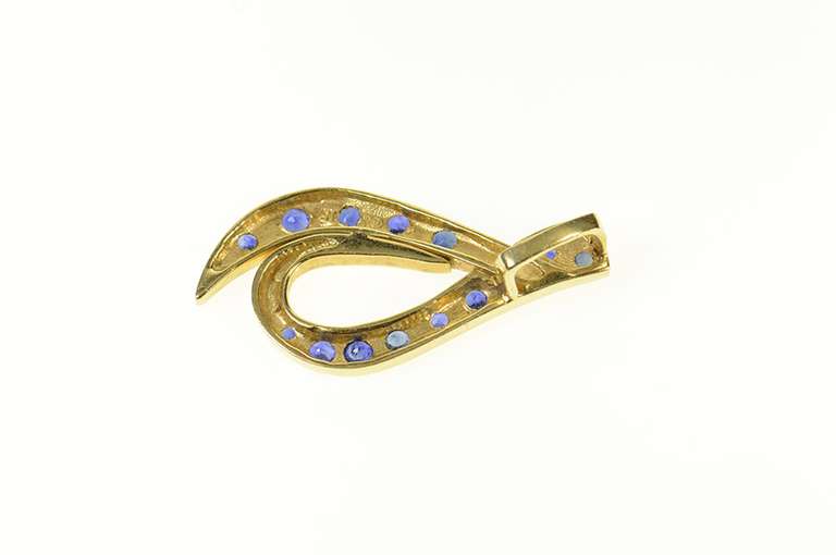 14K Yellow Gold Ctw Sapphire Wavy Loop Statement Pendant