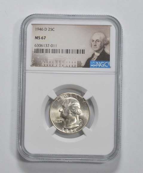 MS67 1946-D Washington Quarter - Graded NGC