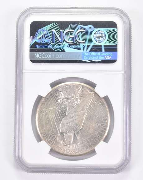 Mint Error AU58 1927 Peace Silver Dollar - OBV Struck Thru NGC