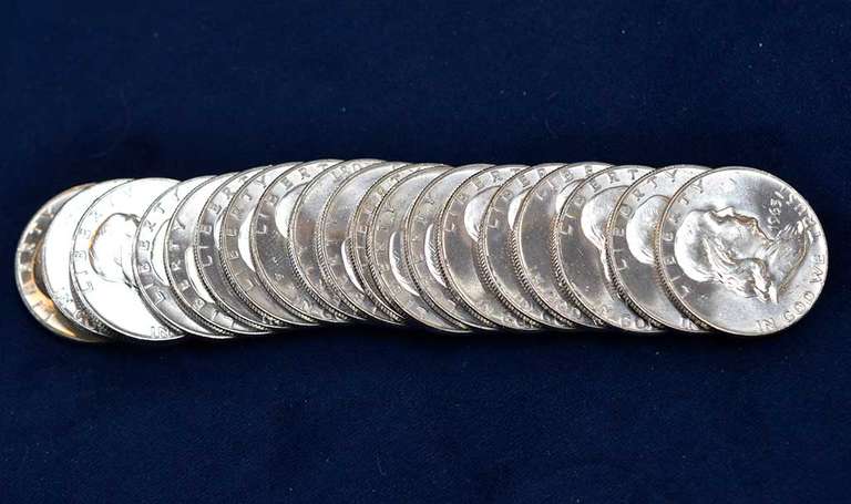 Roll Of 20 BU Franklin Half Dollars.