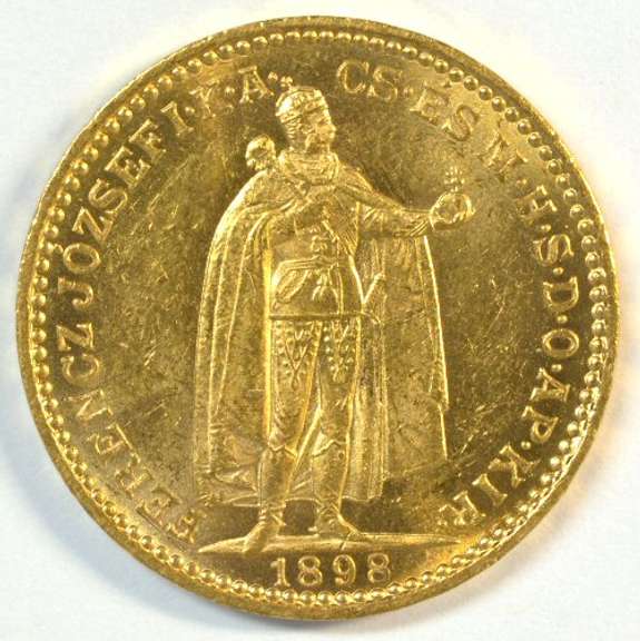 Choice BU 1898 Hungary 20 Korona Gold Piece. Nice