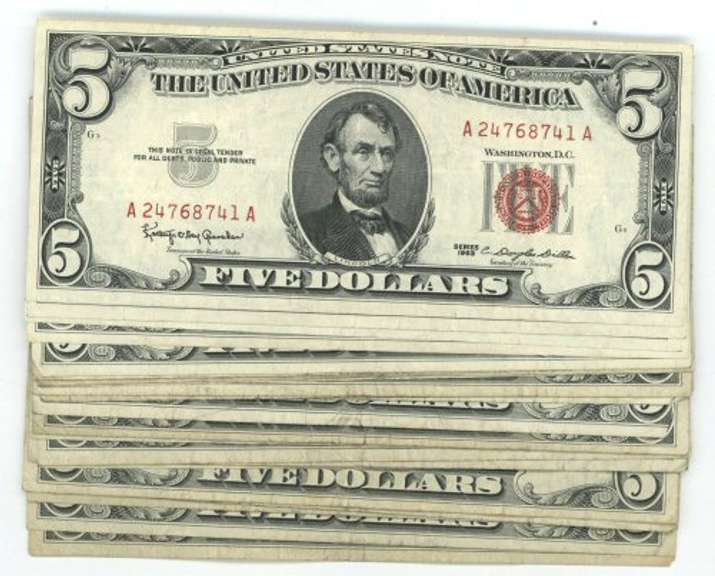 Lot of 24 Series of 1963 $5 Red Seal US Notes