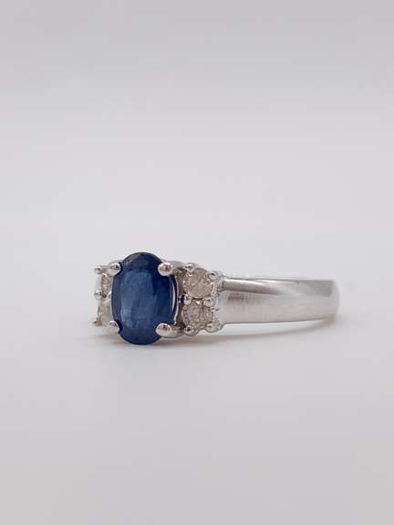 14kt Gold, Blue Sapphire, & Diamond Cocktail Ring