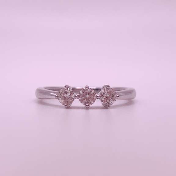 Triple Diamond Ring in14kt Solid White Gold