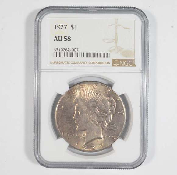AU58 1927 Peace Silver Dollar - Graded NGC - Cool Color