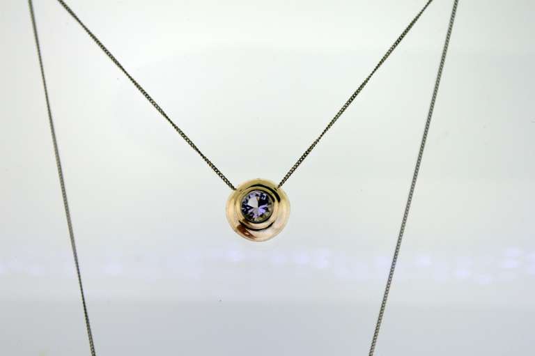 Sterling Silver White Topaz Solitaire Pendant With Chain