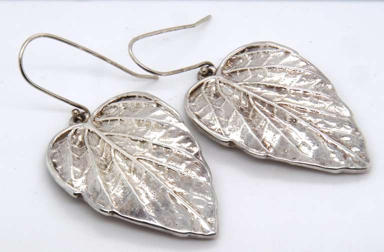 Sterling Silver Israel Leaf Earrings