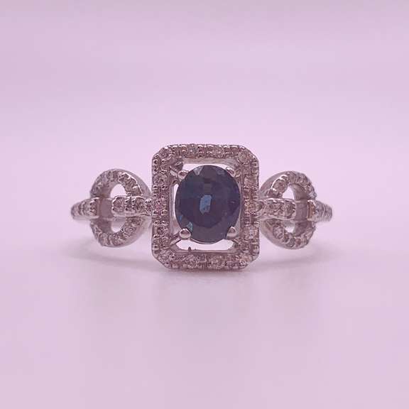 14kt Gold, Blue Sapphire, & Diamond Ring