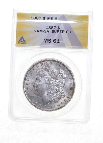 MS61 1887 Morgan Silver Dollar - VAM-3A - Super CD - Graded ANACS