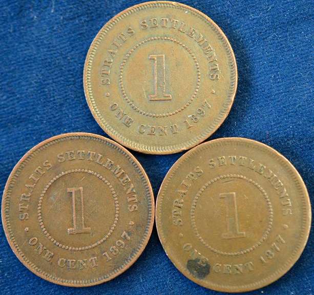 Rare 1870-1890s Straits Settlement One Cent Lot