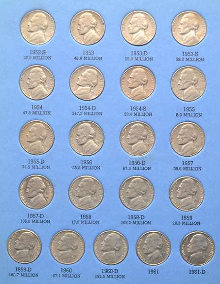 3 Sets Of Complete Jefferson Nickels 1938-1961