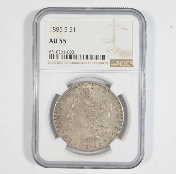 AU55 1885-S Morgan Silver Dollar - Graded NGC