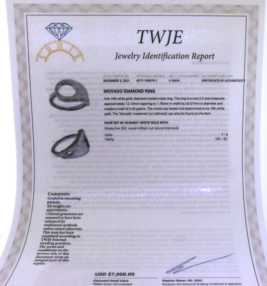 Sparkling 18kt Movado Pave Diamond Fancy Ring