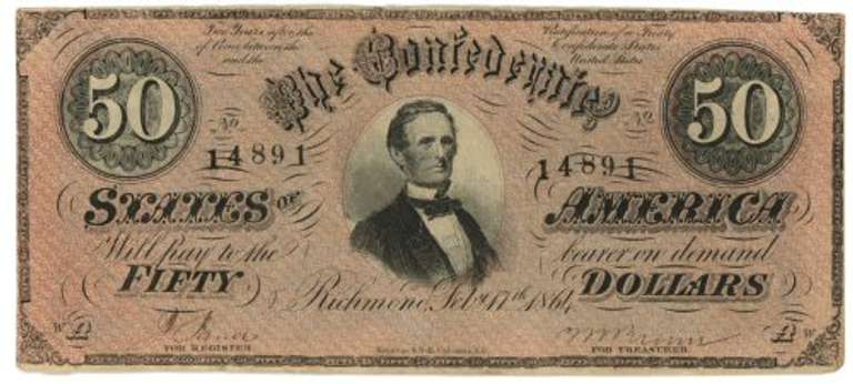 Collectible 1864  $50 Confederate States of America Note (T-66)
