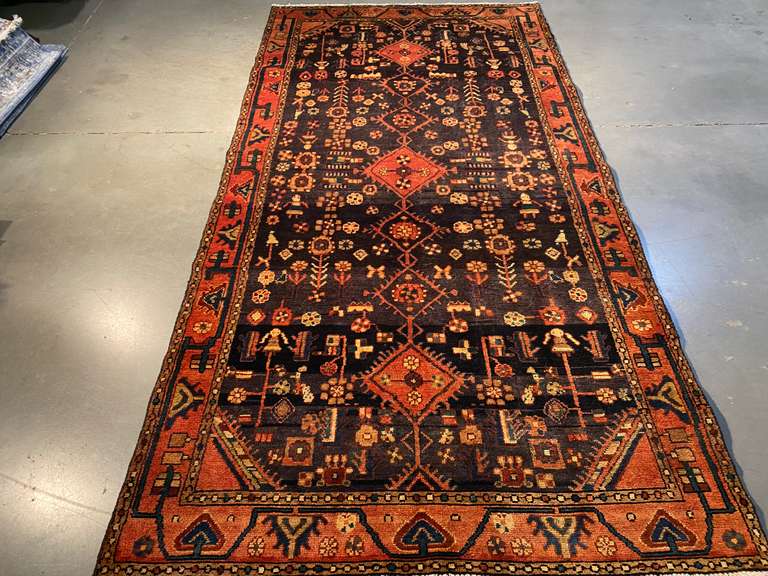 UNIQUE VINTAGE PERSIAN RUG 4.2x8.6