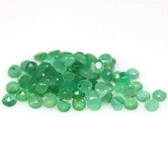 Rich green unheated 7.25ct 3mm Emerald set