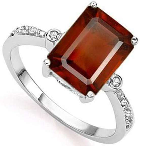 4.10 CT GARNET & DIAMOND 925 STERLING SILVER RING